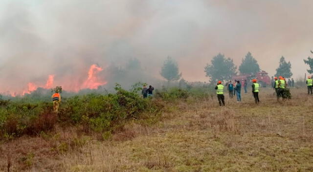 Bomberos siguen combatiendo el fuego.   