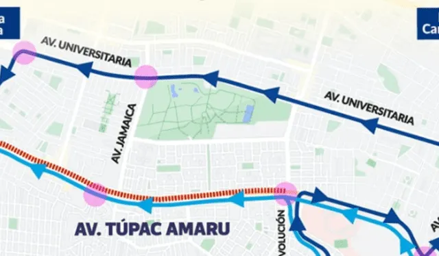  Av. Universitaria y Túpac Amaru son paralelas a la Panamericana norte. Foto: MML   