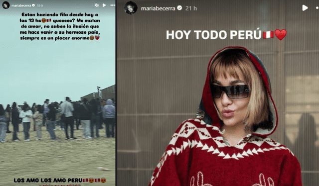 Mensaje de María Becerra antes de su concierto en Lima. Foto: Instagram/mariabecerra   