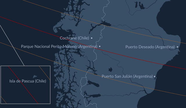 Regiones de Chile donde se podrá apreciar a plenitud el eclipse solar Anillo de Fuego de octubre 2024. Foto: Star Walk   