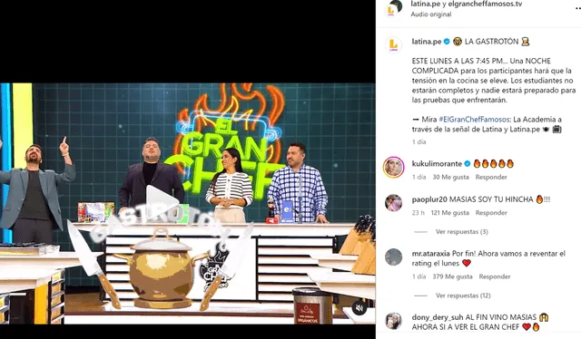 Comentario de 'El Gran Chef Famosos'. Foto: Latina TV   