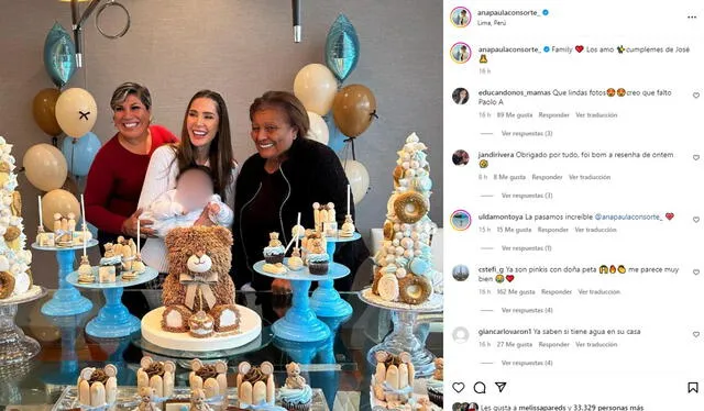  Ana Paula celebró el cumplemes de su hijo con Paolo y Doña Peta. Foto: instagram   