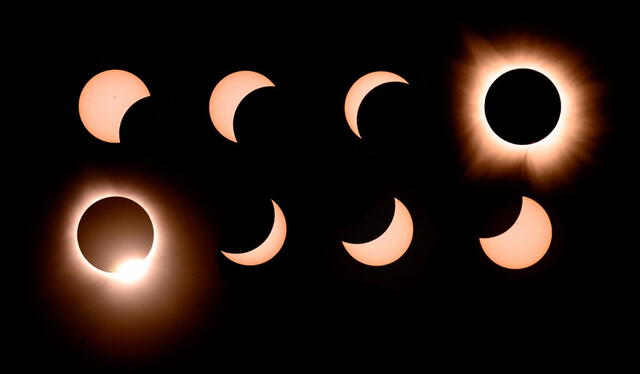  Un eclipse solar ocurre cuando la Luna se interpone entre la Tierra y el Sol, cubriendo parcial o totalmente el disco solar. Foto: AFP   