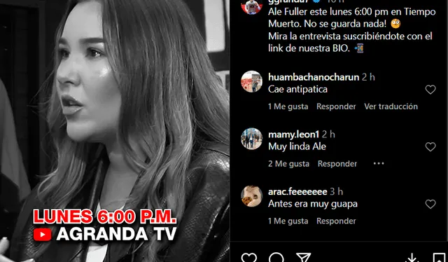 Alessandra Fuller se confiesa con Giancarlo 'Flaco' Granda. Foto: captura/Instagram   