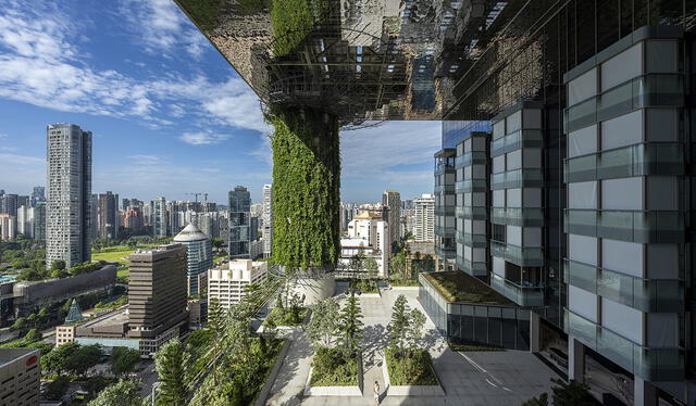 Este hotel es famoso por su innovador diseño arquitectónico, que integra más de 7,300 metros cuadrados de jardines verticales en sus cuatro niveles temáticos: el Forest Terrace, el Beach Club, el Garden Terrace y el Cloud Terrace. Foto: Darren Soh   