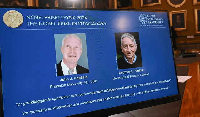 Los ganadores del Premio Nobel de Física 2024 fueron anunciados el 8 de octubre. Foto: AFP   