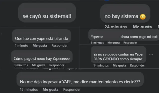  Usuarios de Facebook molestos tras la caída de Yape. Foto: Difusión   