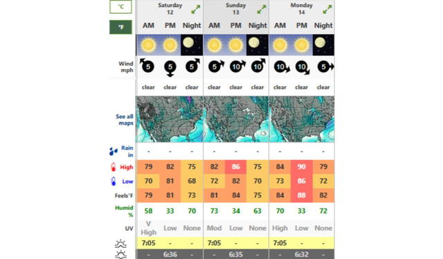   Clima en Texas HOY, sábado 12 de octubre de 2024. Foto: Weather Forecast  