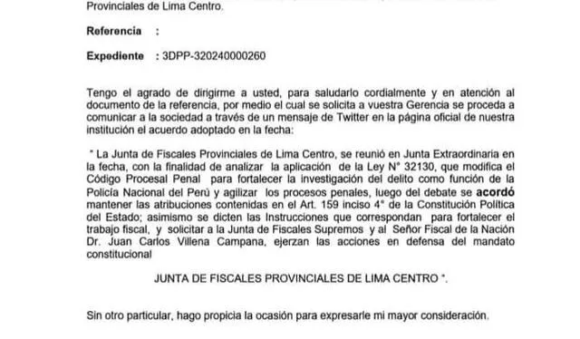 Comunicado de los Fiscales Provinciales de Lima Centro   