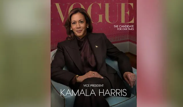 Kamala Harris en la última portada de Vogue. Foto: composición LR/ Vogue    