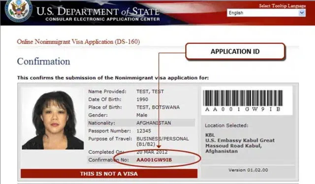 Portal web de la embajada de Estados Unidos. Foto: Visacard 