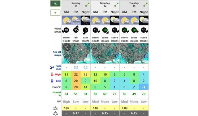  Clima en Florida HOY, domingo 13 de octubre de 2024. Foto: Weather Forecast  