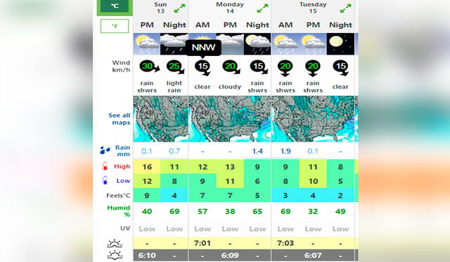  Clima en Chicago HOY, lunes 14 de octubre de 2024. Foto: Weather Forecast.   