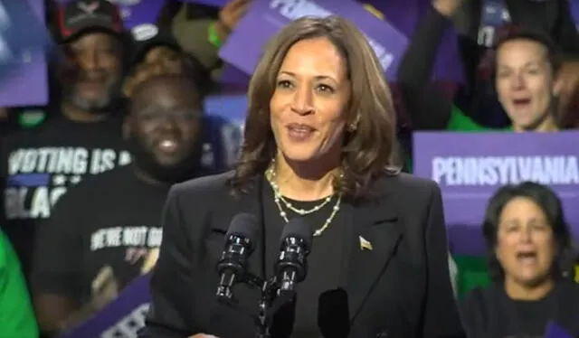 Kamala Harris en Pensilvania, lunes 14 de octubre. Foto: Captura de YouTube   