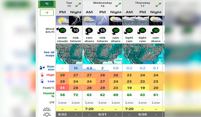 Clima en Miami HOY, miércoles 16 de octubre de 2024. Foto: Weather Forecast Clima en Miami HOY, miércoles 16 de octubre de 2024. Foto: Weather Forecast