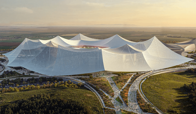  El estadio Hassan II, será el más grande del mundo, con un diseño moderno y exclusivo, sin pista de atletismo y completamente techado. Foto: Populous   