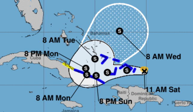 Trayectoria de la tormenta tropical Oscar. Foto: CNH   