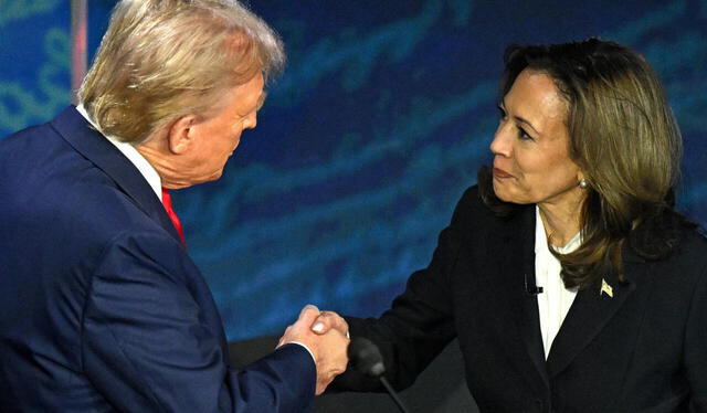 Kamala Harris y Donald Trump se presentaron al debate presidencial en el Centro Nacional de la Constitución en Filadelfia, Pensilvania, el 10 de septiembre de 2024. Foto: AFP.   