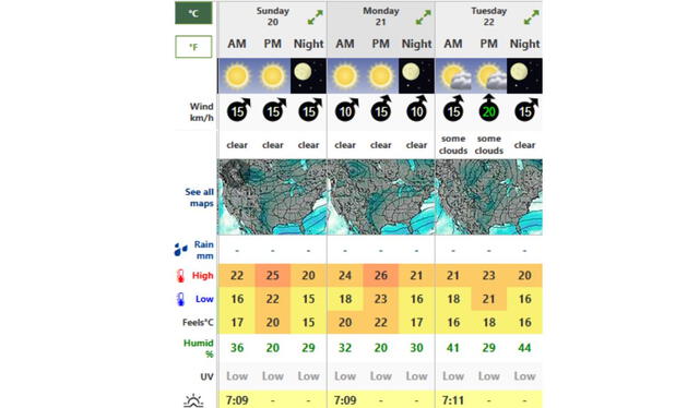  Clima hoy 20 de octubre en Chicago. Foto:  Weather Forecast     