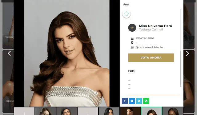  Tatiana Calmell entre las favoritas para el Miss Universo 2024. Foto: missuniverse    