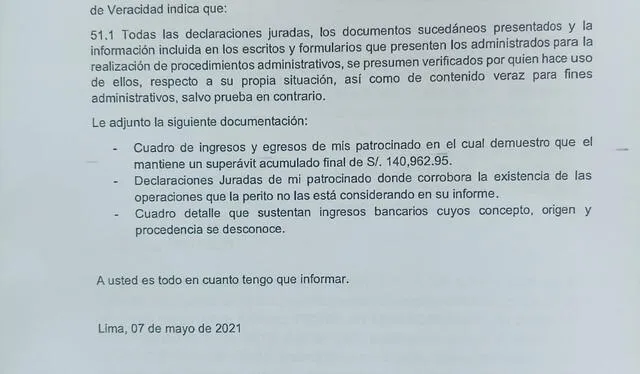 La contadora pública Jeri Ramón presentó observaciones al peritaje oficial de la fiscalía   