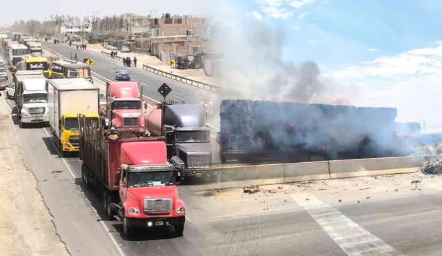  Desconocidos incendiaron un tráiler que transportaba material de reciclaje. Foto: La República   