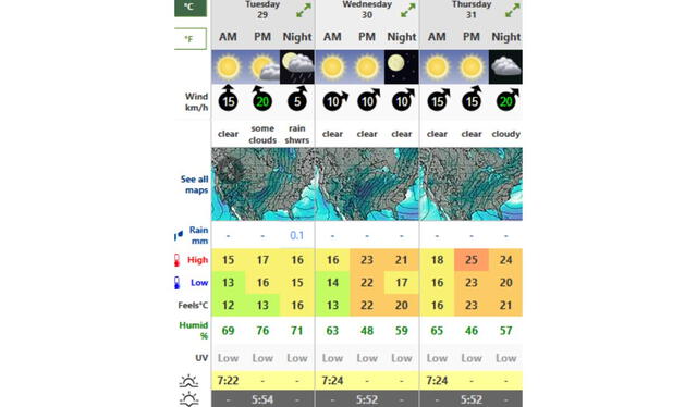  Clima HOY 29 de octubre en la ciudad de Nueva York. Foto: Weather Forecast.    