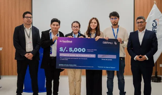 Estudiantes ocuparon el segundo lugar en la IA Hackathon 2024. Foto: difusión   