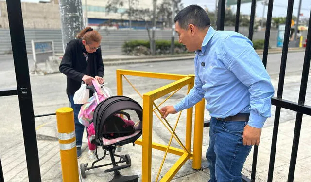 Se han colocado dos tranqueras en el Jr. Santos Chocano, en la urbanización San Joaquín, como parte de un plan piloto. Foto: Municipalidad de Bellavista.   