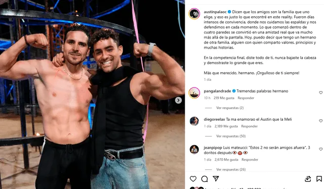 Austin Palao le dedicó sentidas palabras a su amigo Pangal Andrade. Foto: Instagram   