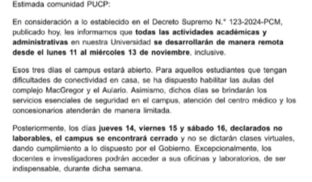 PUCP acatará las medidas dictadas por el Gobierno para la semana de la cumbre APEC 2024. Foto: PUCP   