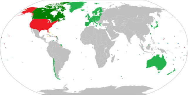  La lista de países cuyos ciudadanos que pueden ingresar a Estados Unidos sin visa. Foto: Wikipedia   