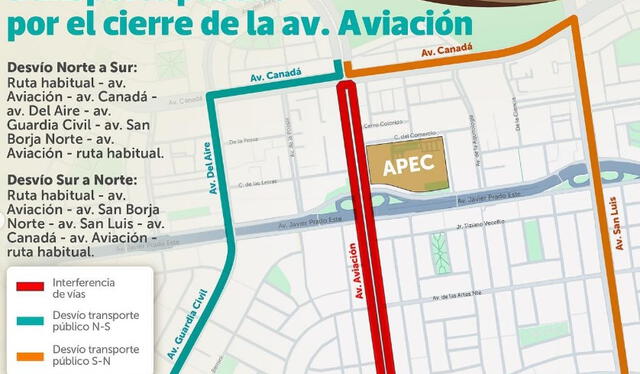 Cierre de la avenida Aviación. Foto: ATU   