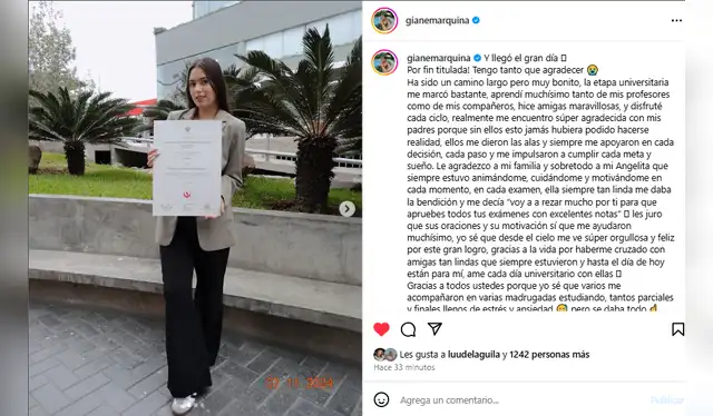  Gianella Marquina es hija de Melissa Klug y Raúl Marquina. Foto: Instagram/gianelamarquina   