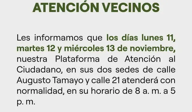 Municipalidad de San Isidro anuncia que realizarán sus actividades con normalidad. Foto: Municipalidad de San Isidro.   