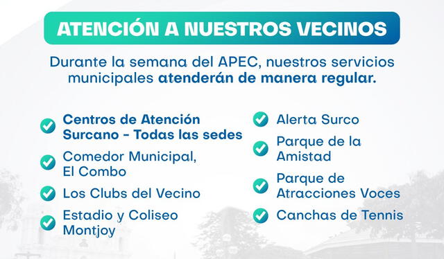 Servicios municipales atenderán de manera regular en Santiago de Surco. Foto: Municipalidad de Santiago de Surco.   