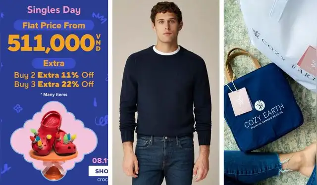 Ofertas de prendas para hombres y mujeres por el día del soltero. Foto: composición LR.   