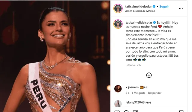  Tatiana Calmell se pronuncia antes de la final del Miss Universo 2024. Foto: Tatiana Calmell/Instagram   