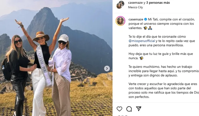 Mensaje de Cassandra Sánchez. Foto: Instagram casemaze   