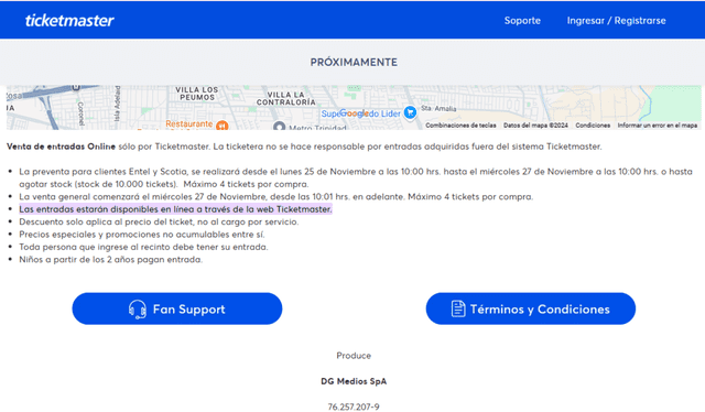 Boletos en Ticketmaster. Foto: captura   