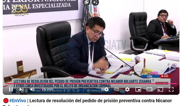 Audiencia de prisión preventiva. Juez Richard Concepción Carhuancho continúa la lectura de su decisión   