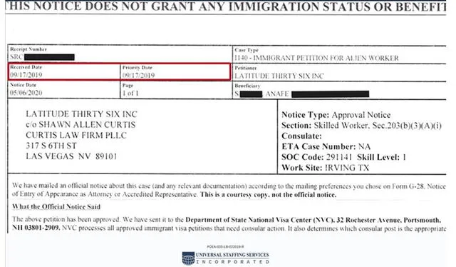 Guía para reconocer la fecha de prioridad. Foto: Universal Staffing Services   