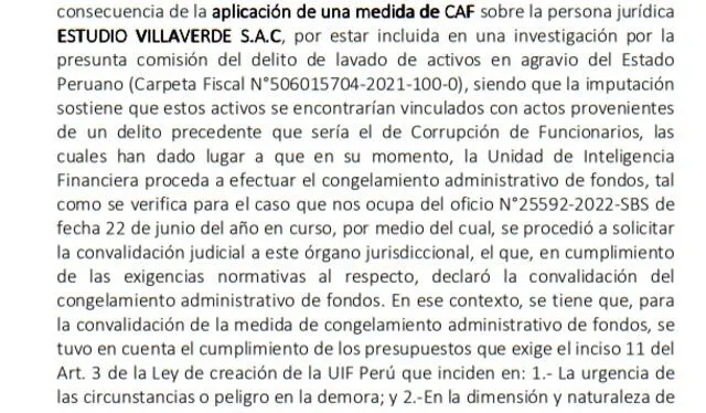 El congelamiento de las cuentas debía permanecer por el tiempo que durara la investigación fiscal   