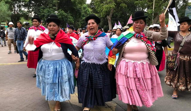 Mujeres aimaras denuncian que fueron agredidas con bombas lacrimógenas cuando protestaban de manera pacífica. Foto: CNA   