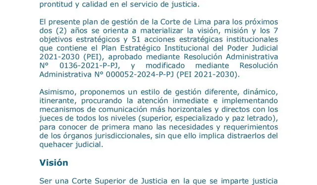 Plan de trabajo del juez superior Roberto Vilchez   