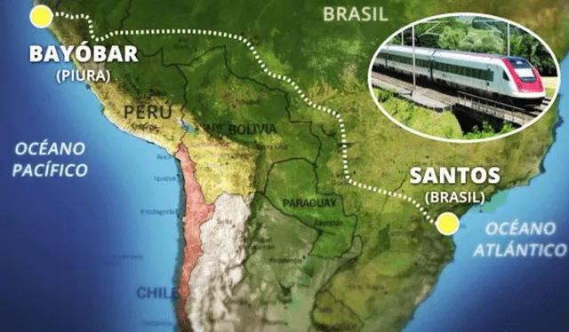 ruta del tren bioceánico, ruta del Corredor Ferroviario Bioceánico Central, recorrido del tren bioceánico de Brasil a Perú