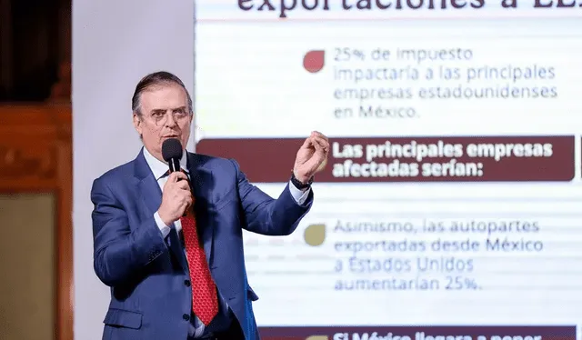  “Es un tiro en el pie”: secretario de Economía, Marcelo Ebrard, ha asegurado que esta política afectaría a las empresas estadounidenses afincadas en México. Foto: Agencia EFE   