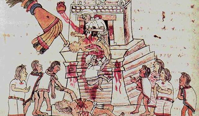  Sacrificios humanos en la América precolombina. Foto: Wikipedia. 