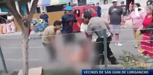 Vecinos de la zona tomaron acción por mano propia contra el presunto extorsionador. Foto: Panamericana   