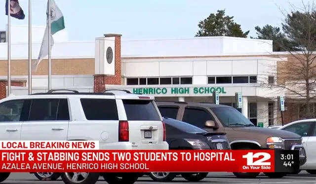  La policía del condado de Henrico acudió a la escuela tras un llamado que reportaba un enfrentamiento entre dos estudiantes. Foto: 12 On Your Side   